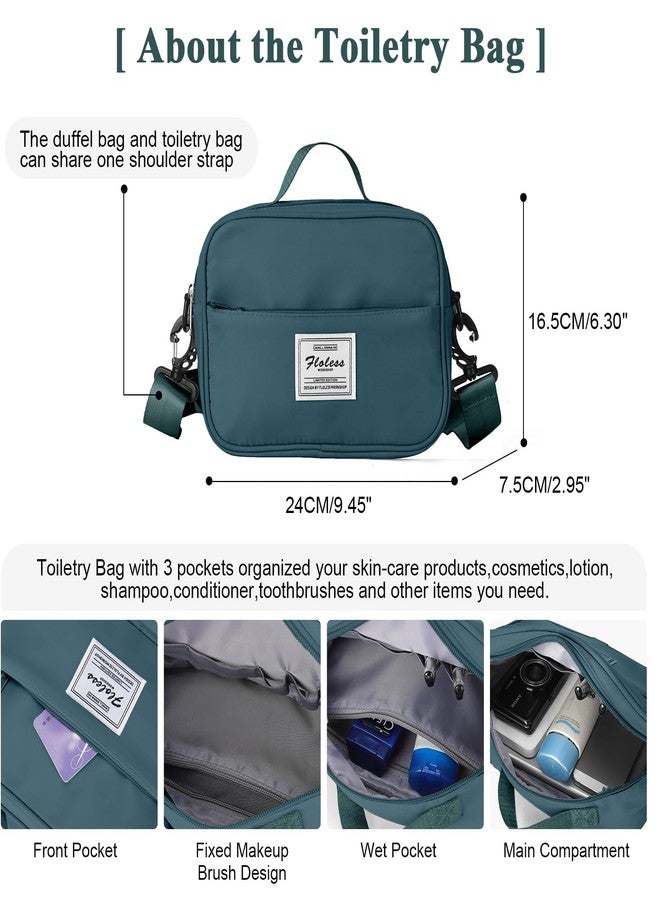 HYC00 Travel Duffel Bags for Women,Weekender Overnight Bag with Wet Pocket & Toiletry Bag,Carry On Personal Item Bag,Travel Tote Gym Bag,Peacock Blue,Large - Image 3